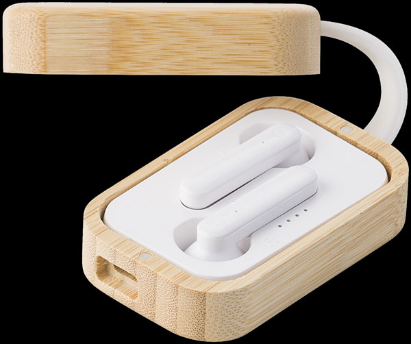 Auricolari wireless in box legno