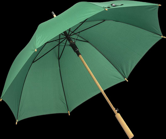 Ombrello in RPET riciclato con fusto e manico in legno
